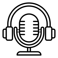 black and white podcast icon